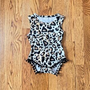 Leopard PomPom Baby Girl Romper, 6-9 Months